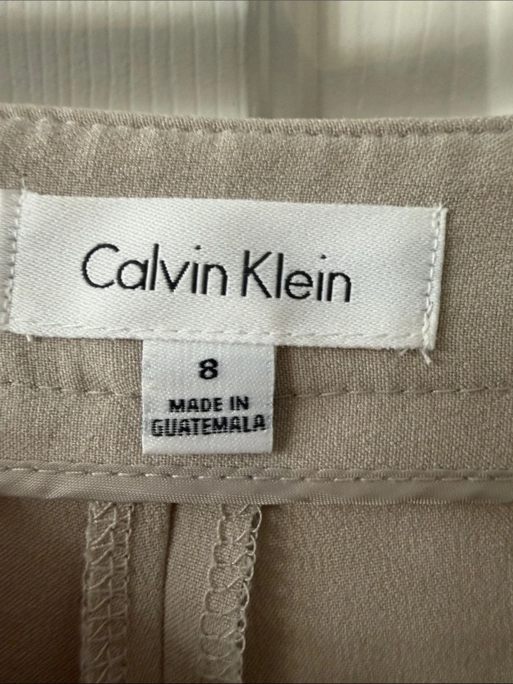 Calvin Klein Beige Straight-Leg Pants with Gold Zippers